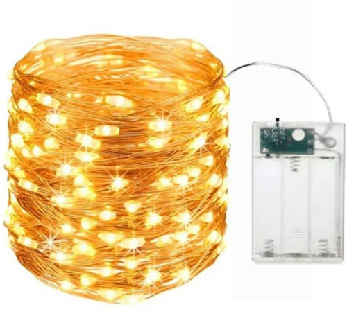 Lampki druciki dekoracyjne choinkowe 100 Led 10 m ciepły biały na baterie