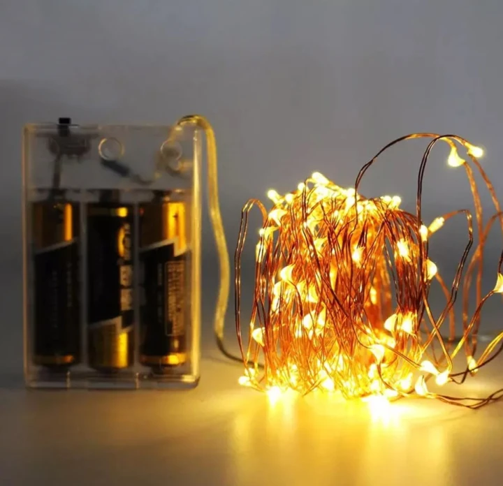 Lampki druciki dekoracyjne choinkowe 100 Led 10 m ciepły biały na baterie