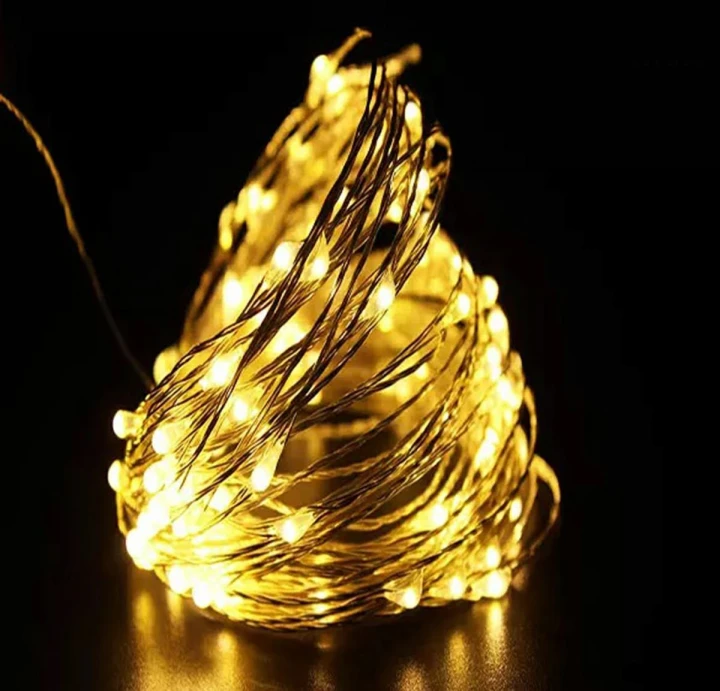 Lampki druciki dekoracyjne choinkowe 100 Led 10 m ciepły biały na baterie