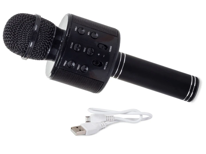 Mikrofon bezprzewodowy bluetooth głośnik karaoke modulator głosu czarny