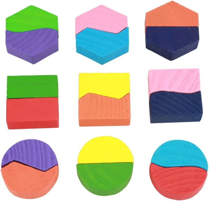 Drewniane puzzle Geometryczne Kształty zabawka edukcayjna