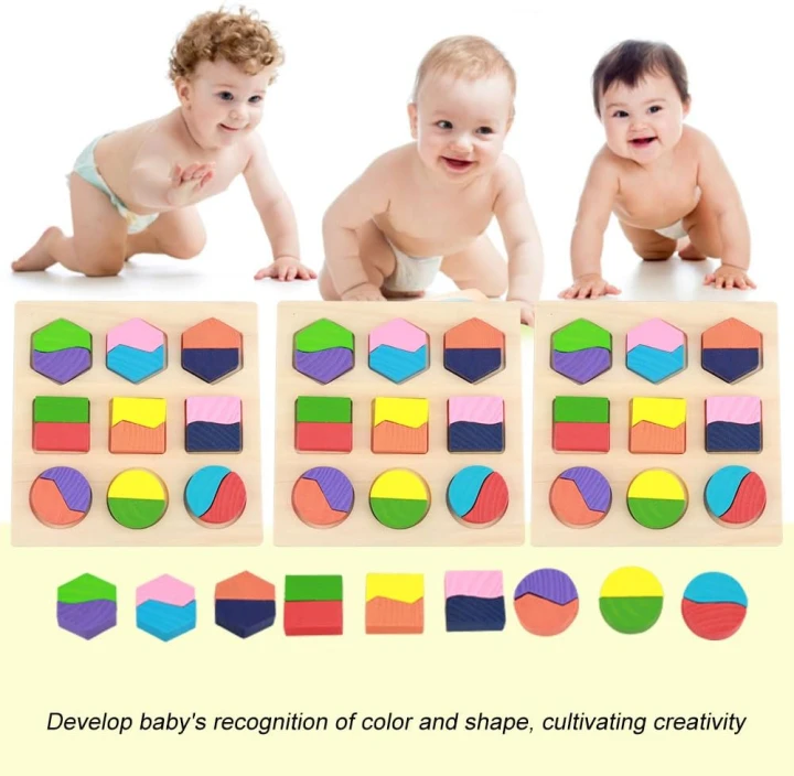 Drewniane puzzle Geometryczne Kształty zabawka edukcayjna