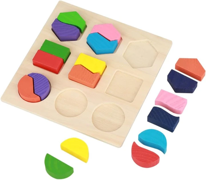 Drewniane puzzle Geometryczne Kształty zabawka edukcayjna