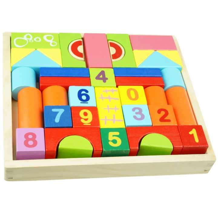 Klocki drewniane kolorowe zabawka edukcayjna zręcznościowa puzzle