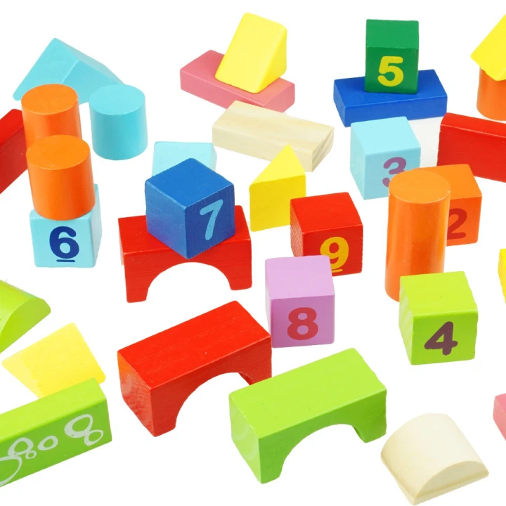 Klocki drewniane kolorowe zabawka edukcayjna zręcznościowa puzzle