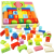 Klocki drewniane kolorowe zabawka edukcayjna zręcznościowa puzzle