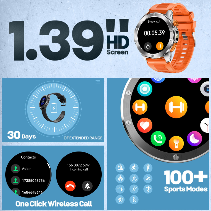 Smartwatch V21 z latarką 100+ trybów aktywności sportowy zegarek męski