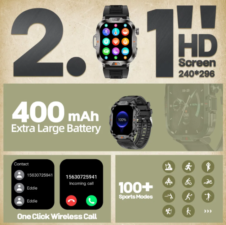 Smartwatch V17 wodoodporny latarka 100+ trybów zegarek sportowy