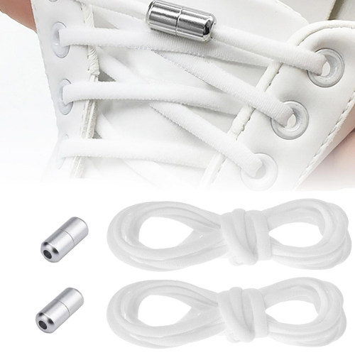 Sznurowadła bez wiązania do butów obuwia elastyczne gumowe sznurówki białe 100cm